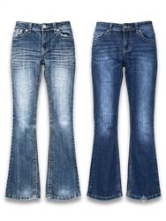 (FV-2032) Y2K Denim Flared Back-pocket Embellishme..