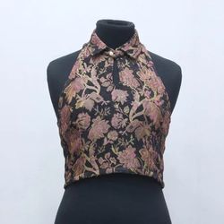 CR01018 Upcycled Floral Tapestry Neckholder-Tops