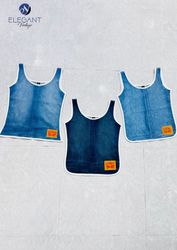 UPCYCLED Levis Denim Tank Tops With Pipping  - EVR..