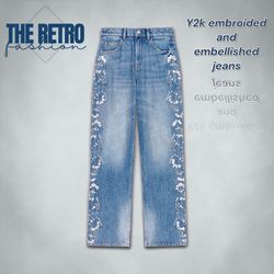 YW-136/Y2K embroidery and embellish jeans
