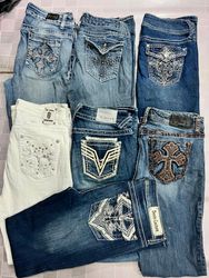 R731 Ladies Y2k Embellished Flared Jeans