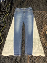 Upcycle Flare Denim Jeans with Lace Panels Jeans (..