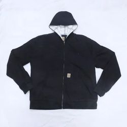 CR07160 Upcycled Carhartt Black Hooded Workwear Ja..