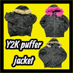Y2k fox fur puffer jacket