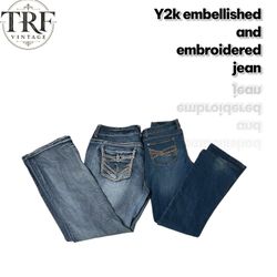 Y2k embroidered and embellished jeans# 147