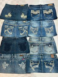 R559 Upcycled Ladies Embellished Micro Mini Skirts