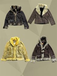 Manteaux en peau lainée Y2k pour femmes et manteau..