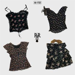 Y2k Dark Flora Mix Tops (AA-1732)