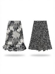 (FV-2248)     Black & White Patterned Mini Skirts ..