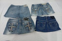 CR11013 Upcycled Mix-Branded Mini Denim Skirts