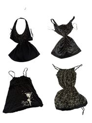 Y2K Black Shiny Ruched Cami Tops-ST-245