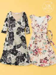 Y2K Floral Wrap Dress Bundle | Vintage Midi Dresse..