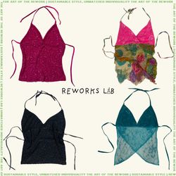 Upcycled Y2K Beaded Backless Top