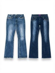 (FV-2749) Y2K BootCut Flared Back Pocket Embellish..