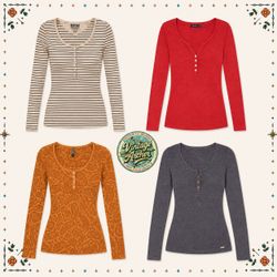 Retro Women’s Long Sleeve Henley Tops Bundle :10pc..