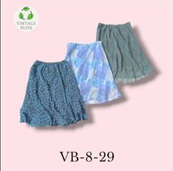 Y2K Vintage Blue Floral Poly Skirt Wholesale Bundl..
