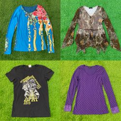 Y2k Mesh&print T shirt tops