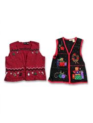 (FV-2653) Vintage Christmas Sweater Vests Mix