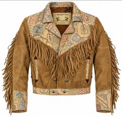 SA593 Vintage Cowboy Fringe Leather Jacket | Resel..