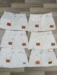 HD1563 Ladies Upcycled Levi's White Belted Skirts