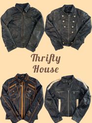 Y2K Utility Leather Jackets(TH/802)