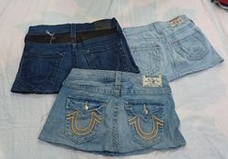 CR11524 Upcycled True Religion Mini Denim Skirts