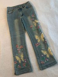 Women jeans embroidered Y2K