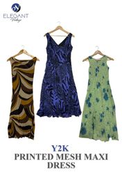 Y2K Printed Mesh Maxi Dresses - EV0075