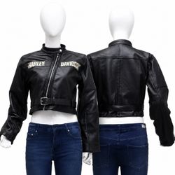 CR2057 UPCYCLED HARLEY-STYLE CROPPED MOTO LEATHER ..