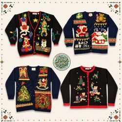 Vintage Heavy Knit Novelty Xmas Jumpers: 10pcs (CM..