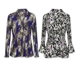 (FV-2566) Y2K Cyber & Grunge Patterned Long Sleeve..