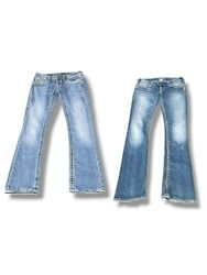 (FV-2191) Y2K Denim Flared Low Rise Flar..