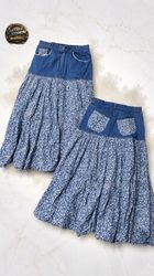 Upcycled Denim Floral Skirts