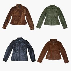 Y2K Structured Leather Zipper Jackets