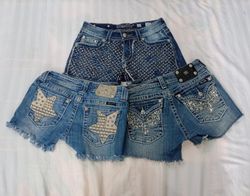 CR12278 Upcycled Miss Me Mini Denim Shorts