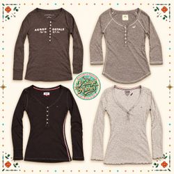 Y2K Branded Henley Long Sleeve Tops – Aeropostale,..