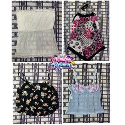 Y2K Vintage Sheer Mesh & Floral Cami Bundle | VR-3..