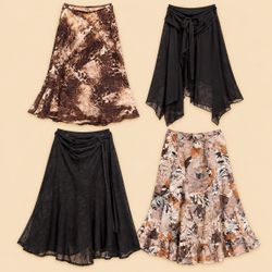 Y2K Earthy Floral & Asymmetric Midi Skirts