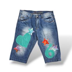 Upcycled Jorts with Patchwork Graphics
