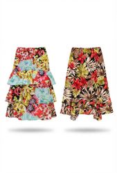 (FV-2265)     90s Colorful Floral Print Skirt Mix