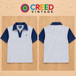 CR2298 UPCYCLED POLO CHECK PANEL SHIRT