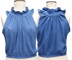 CR2035 UPCYCLED RUFFLE NECK SLEEVELESS B..