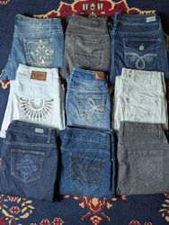 Y2k embroidered boot cut jeans