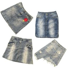 Y2k Big Spade Denim Mini Skirts RE-3875