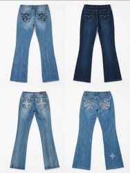 Y2K Embellished Pocket Bootcut Flare Jeans Lot(Z-0..