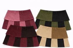 CR1282 Upcycled Split Tone Cord Mini Skirt