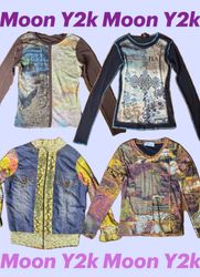 Y2k Full Sleeve Graphic Mesh Tops Mix