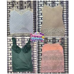 Y2K Vintage Lace Trim & Sheer Lace Cami ..