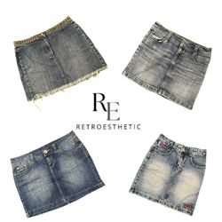 Jupes mini en denim uniques Y2K RE-3836