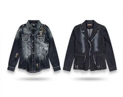 (FV-2506) Y2K Coat Style Denim Jacket / Winter-Sum..